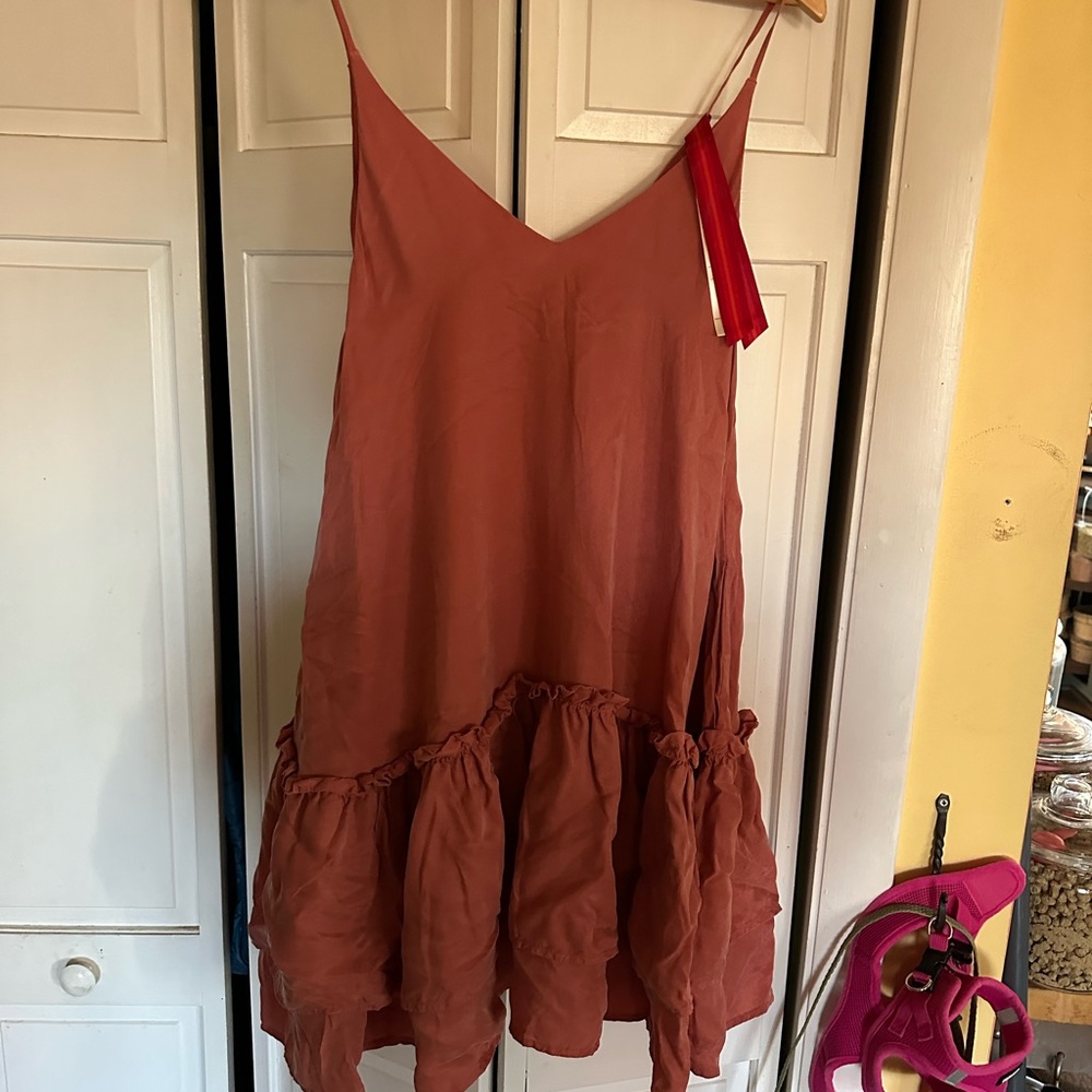 NWT NEW LEFT ON FRIDAY DAY TRIP DRESS "SPORT SILK" CLAY ROSE SIZE SMALL/MEDIUM